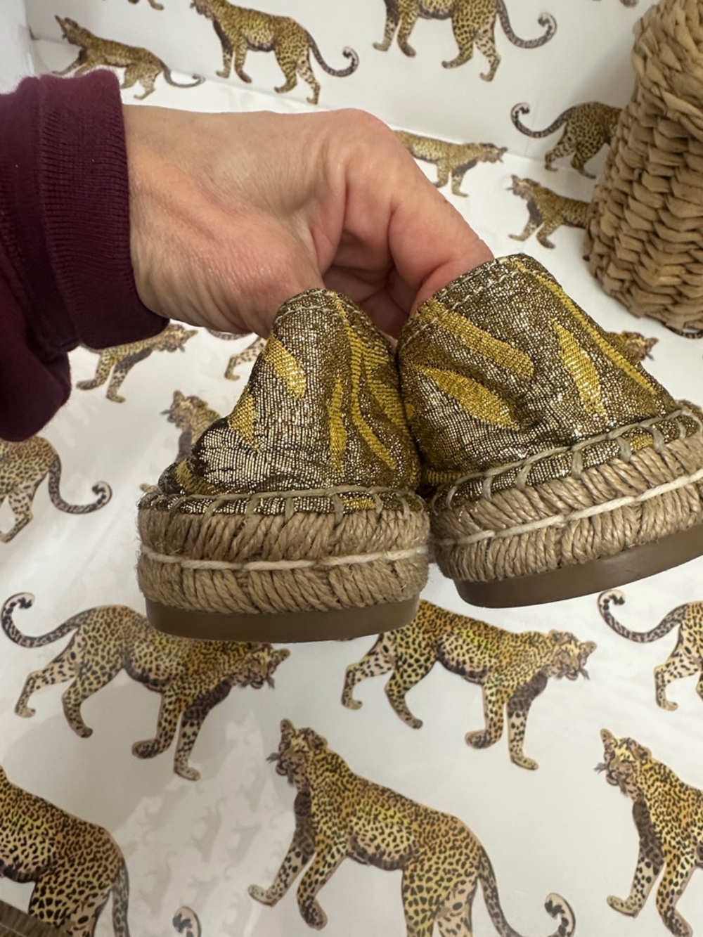Prada Metallic Gold Floral Brocade Espadrilles - size 38 - Picture 6 of 6